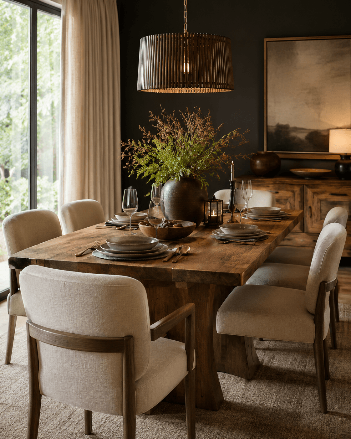 A styled dining vignette